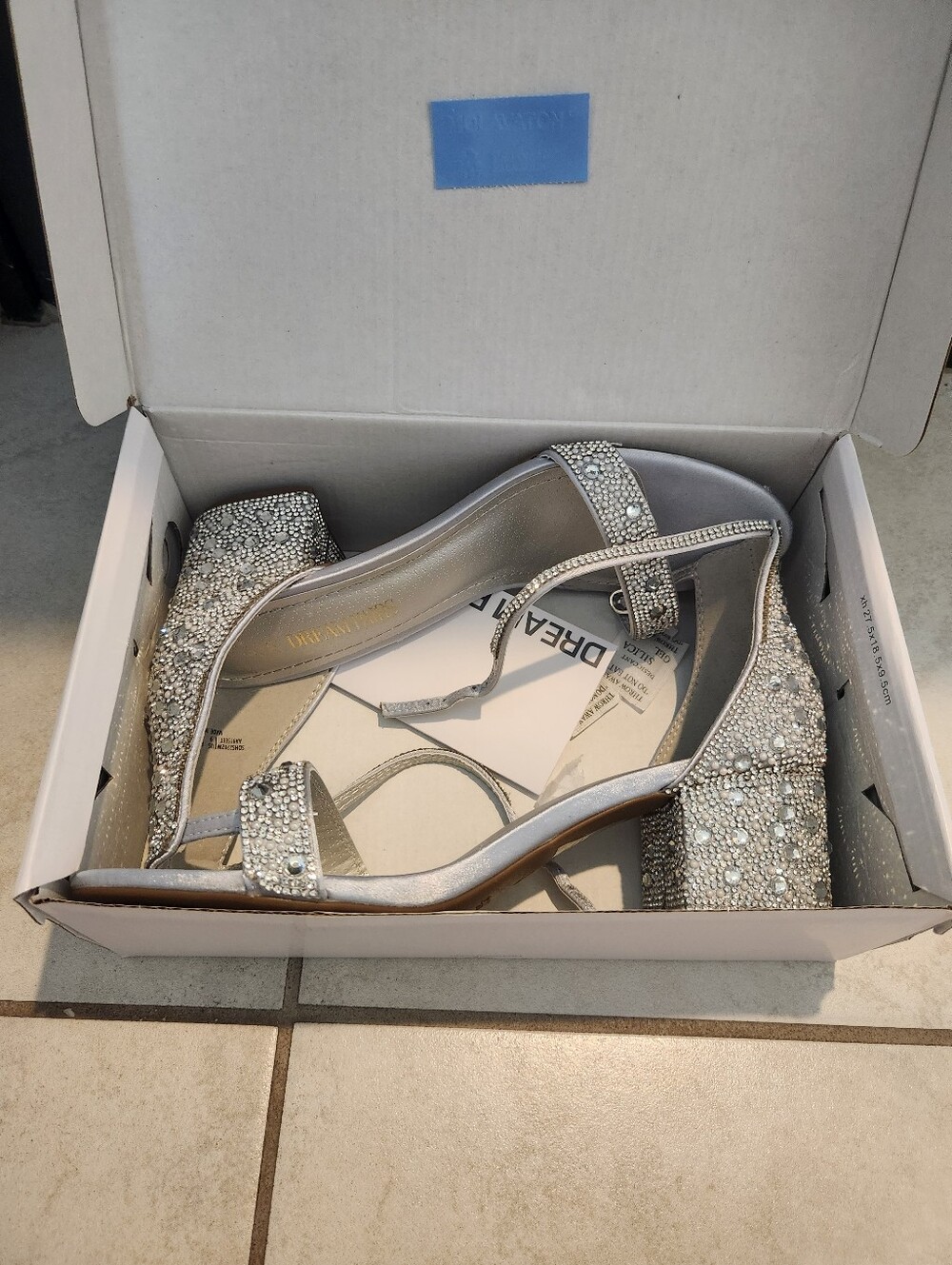Dream Pairs Silver Crystal Block Heel Sandals
